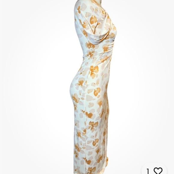 Abercrombie & Fitch Floral Midi Dress XS NWT Long Sleeve Ruched - Picture 2 of 6